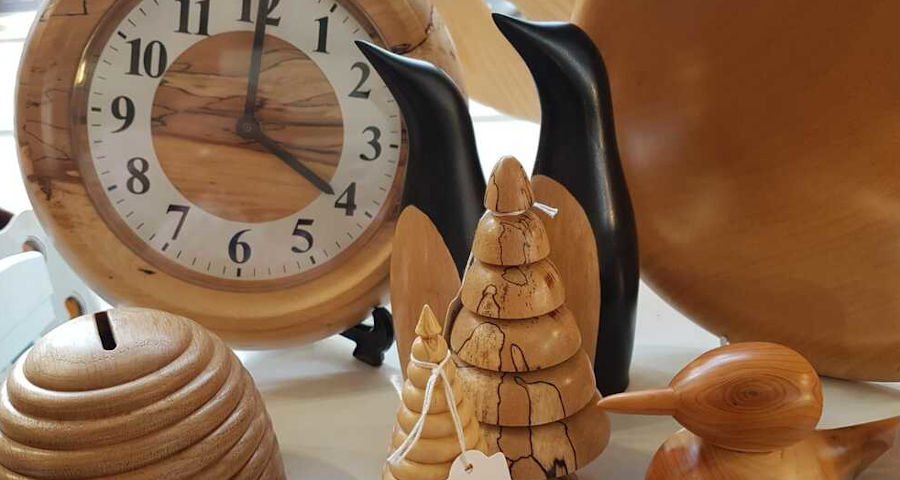 A collection of hand-made treen currently on display at Alford Craft Market